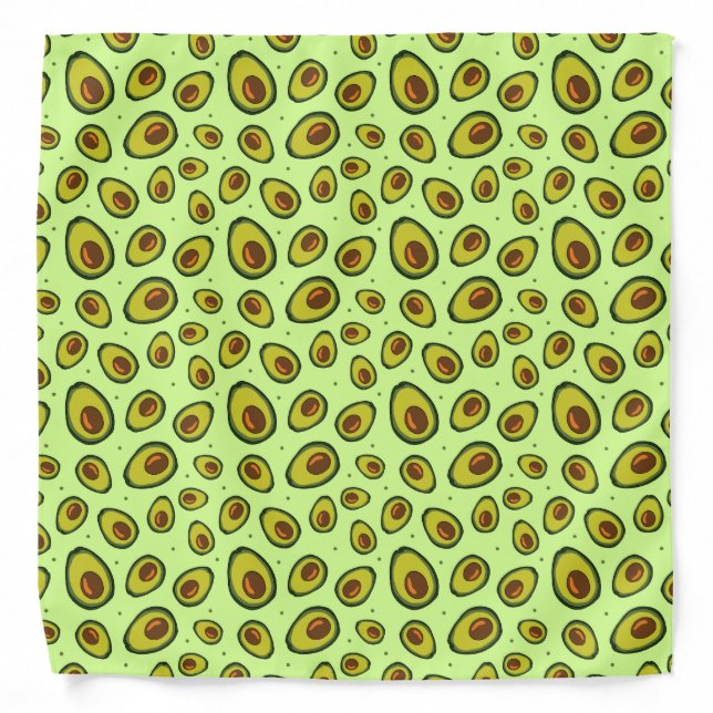 Mint Green Avocado Fruit Food Patterned Bandana (Front)