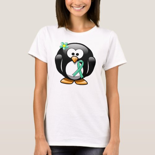 Mint Green Awareness Ribbon Penguin T_Shirt