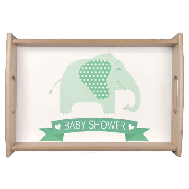 Mint Green Baby Elephant Baby Shower Serving Tray (Front)