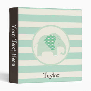 Mint Green Baby Elephant with Polka Dots Binder