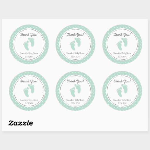 Mint Green Baby Feet Baby Shower Sticker Zazzle