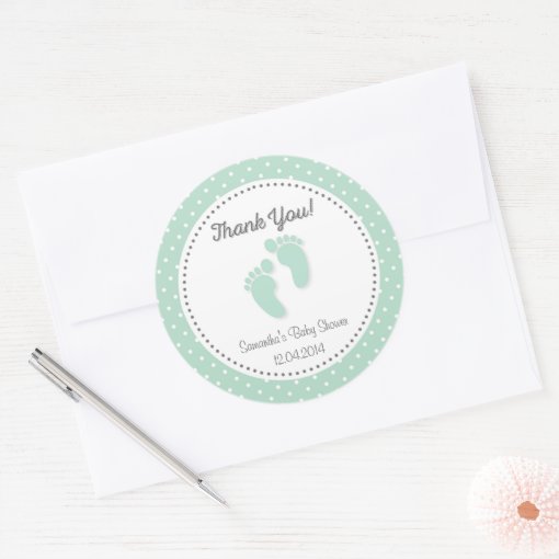 Mint Green Baby Feet Baby Shower Sticker Zazzle