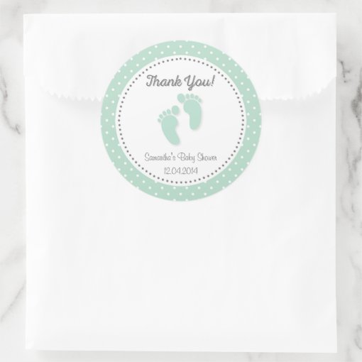 Mint Green Baby Feet Baby Shower Sticker Zazzle