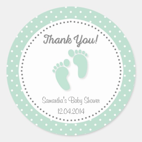 Mint Green Baby Feet Baby Shower Sticker | Zazzle.com