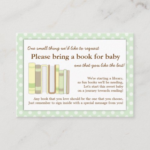 Mint Green Baby Shower Book Insert Request Card Business Cards