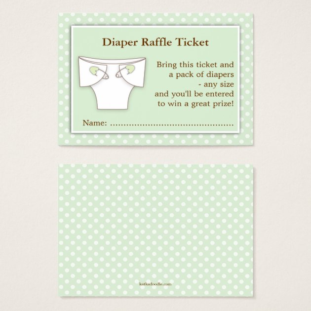 Mint Green Baby Shower Diaper Raffle Ticket Insert