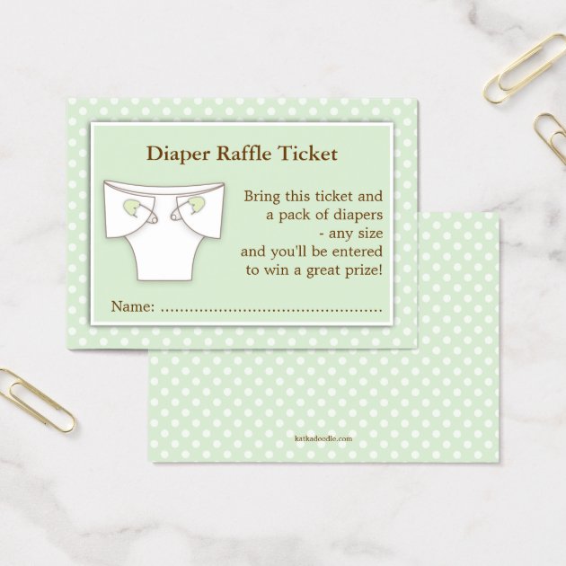 Mint Green Baby Shower Diaper Raffle Ticket Insert