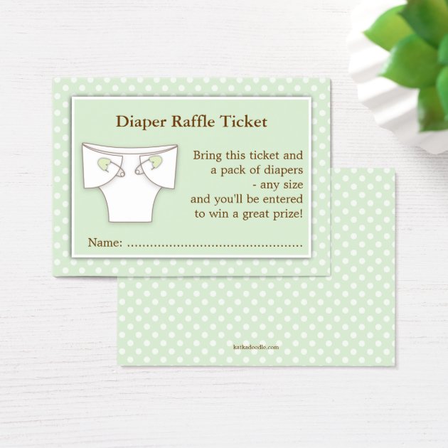 Mint Green Baby Shower Diaper Raffle Ticket Insert