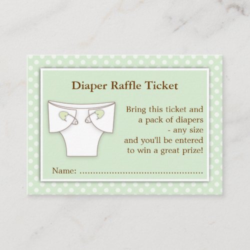Mint Green Baby Shower Diaper Raffle Ticket Insert Business Card Templates