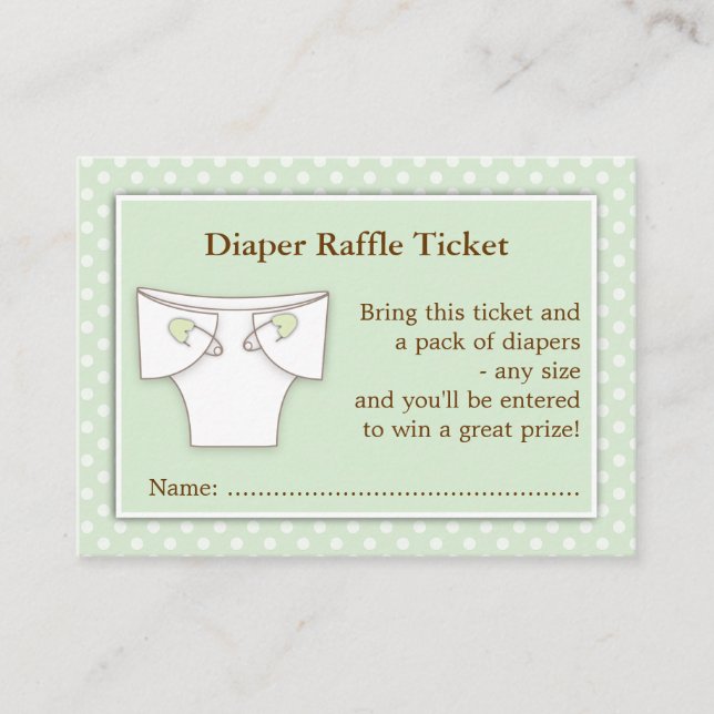 Mint Green Baby Shower Diaper Raffle Ticket Insert (Front)