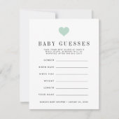 Mint Green Baby Shower Guessing Game (Front)