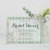 MINT GREEN BABY'S BREATH BRIDAL SHOWER INVITATION (Standing Front)
