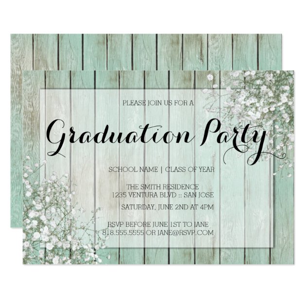 MINT GREEN BABY'S BREATH GRADUATION PARTY CARD