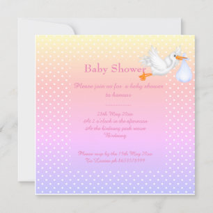 Mint green babyshower single stork invitation