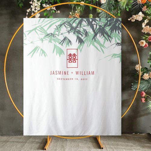 Mint Green Bamboo Leaves Chinese Wedding Backdrop