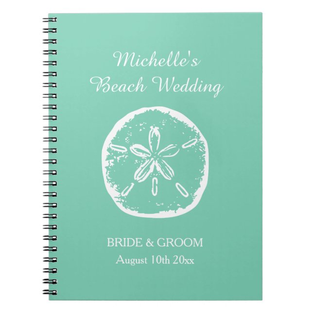 Mint green beach wedding organizer planner book (Front)