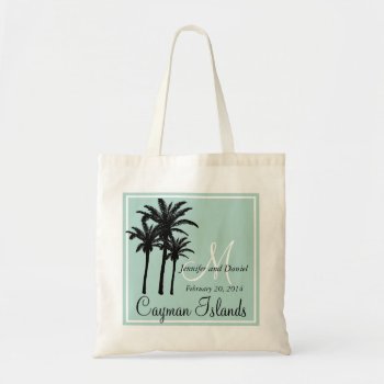 Mint Green Beach Wedding Palm Trees Tote Bag by MonogramGalleryGifts at Zazzle