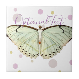 Mint Green Beauty Butterfly Ceramic Tile