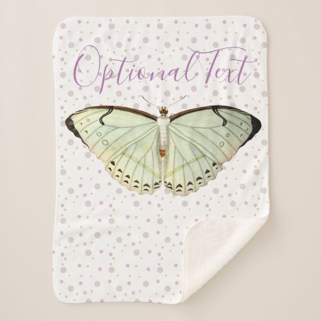 Mint Green Beauty Butterfly Sherpa Blanket (Front)