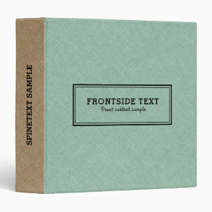 Mint-green & Beige Faux Linen 3 Ring Binder