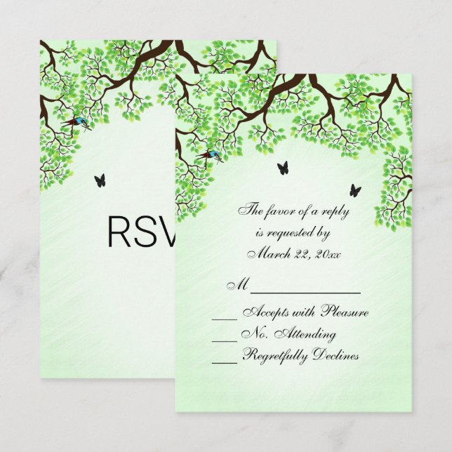 Mint Green Bicycle Theme Wedding RSVP Card (Front/Back)