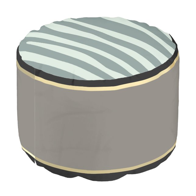 Mint green, black and cream leopard print pouf (Angled Back)