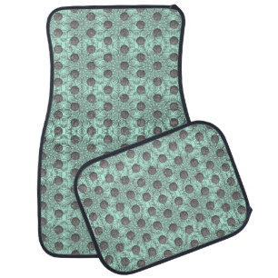 Mint Green, Black, and Gray Polka Dots Pattern Car Floor Mat