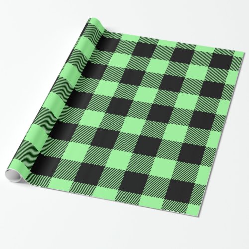 Mint Green Black Huge Buffalo Plaid Lumberjack Wrapping Paper