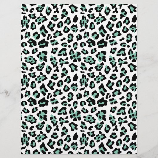 Mint Green Black Leopard Animal Print Pattern (Front)