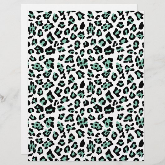 Mint Green Black Leopard Animal Print Pattern (Front/Back)