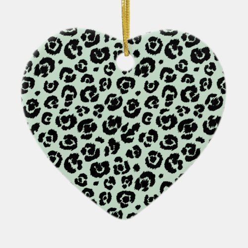 Mint Green Black Leopard Print Ceramic Ornament