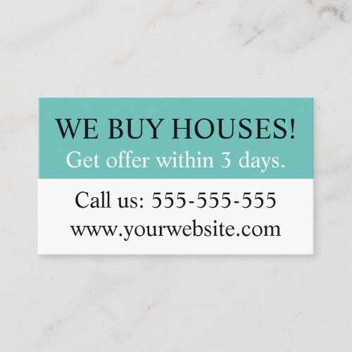 Mint Green Black Real Estate Realtor We Buy Houses Business Card