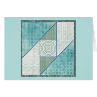 Mint Green & Blue Attic Window Quilt Square Cards