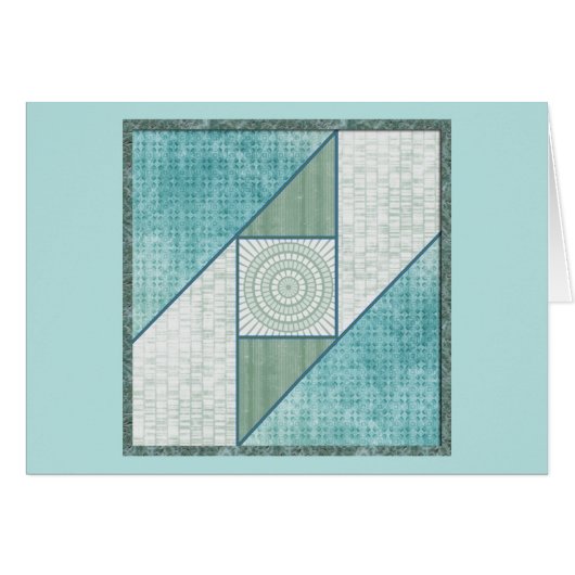 Mint Green & Blue Attic Window Quilt Square Cards (Front Horizontal)
