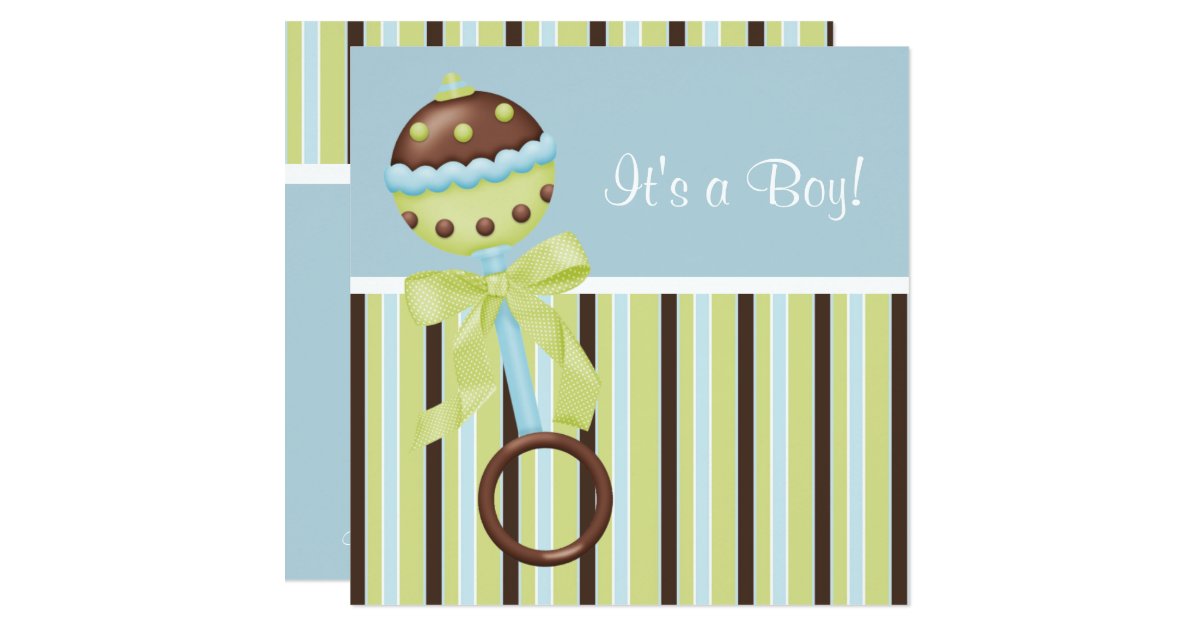 Mint Green Blue Brown Baby Boy Shower Invitations Zazzle