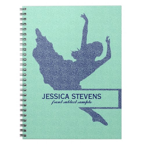 Mint_Green  Blue Dancer Silhouette Illustration Notebook