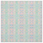 Mint Green Blue Pink Retro Nouveau Mosaic Pattern Fabric