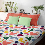 Mint Green Blush Pink Blue Hearts Art Pattern Duvet Cover<br><div class="desc">Contemporary pastel blush pink, light and dark blue, coral orange, mint green, and yellow colored Valentine love hearts pattern on a white background. Beautiful, modern, and cool design for the trend-savvy and art-loving hip trendsetter, artsy motif lover. Available on a variety of modern home decor products for those looking to...</div>