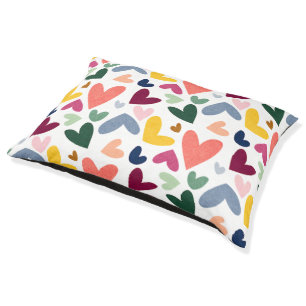 Mint Green Blush Pink Blue Hearts Art Pattern Pet Bed