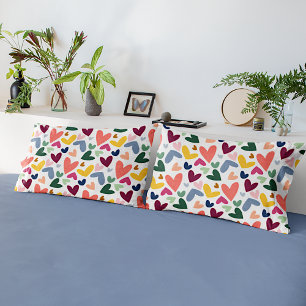 Mint Green Blush Pink Blue Hearts Art Pattern Pillow Case