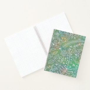 Mint Green Boho Batik Botanicals Beautiful Notebook