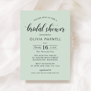 Mint Green Bold Date Wedding Bridal Shower Invitation