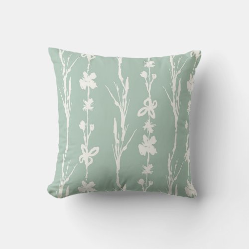 Mint Green Botanical Print Farmhouse Pillow