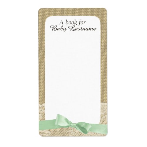 Mint Green Bow and Burlap Baby Book Tags
