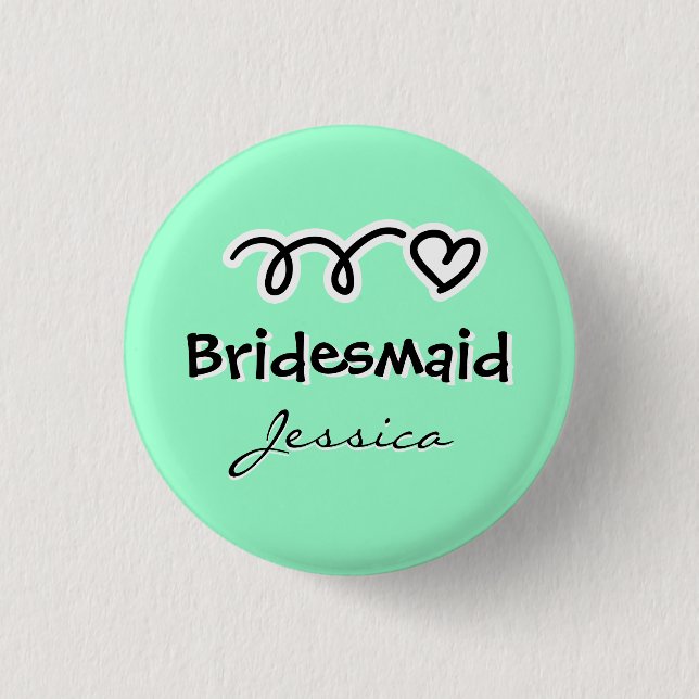 Mint green bridesmaid buttons | personalized name (Front)