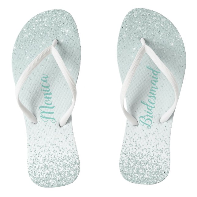 Mint Green Bridesmaid Wedding Flip Flops (Footbed)