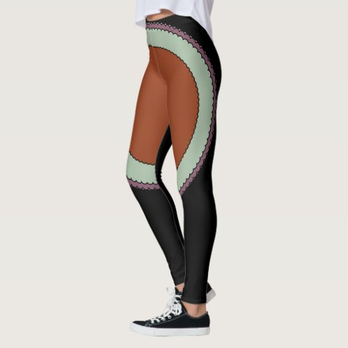 Mint Green  Brown Purple Scallop Leggings