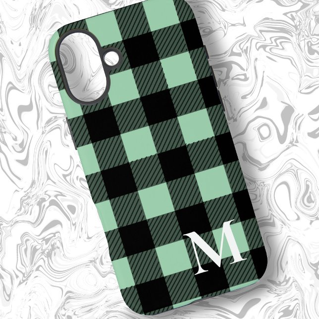 Mint Green Buffalo Plaid Check Case-Mate iPhone Case (Creator Uploaded)