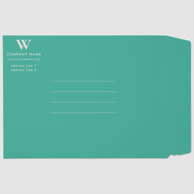Mint Green Business Company Logo Monogram  Envelope Mailers (Front)