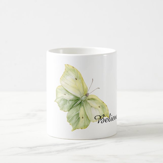 Mint Green Butterfly Believe Coffee Mug (Center)